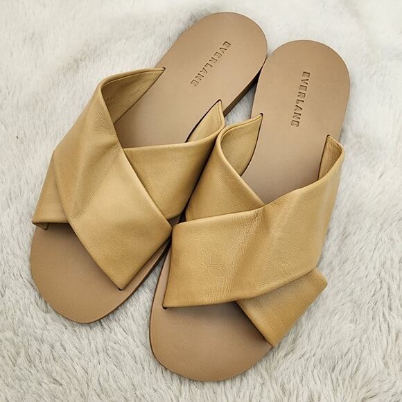 Everlane NWT Day Crossover Leather Sandal Light Taupe Crisscross Flat Women's 8 - Picture 6 of 12